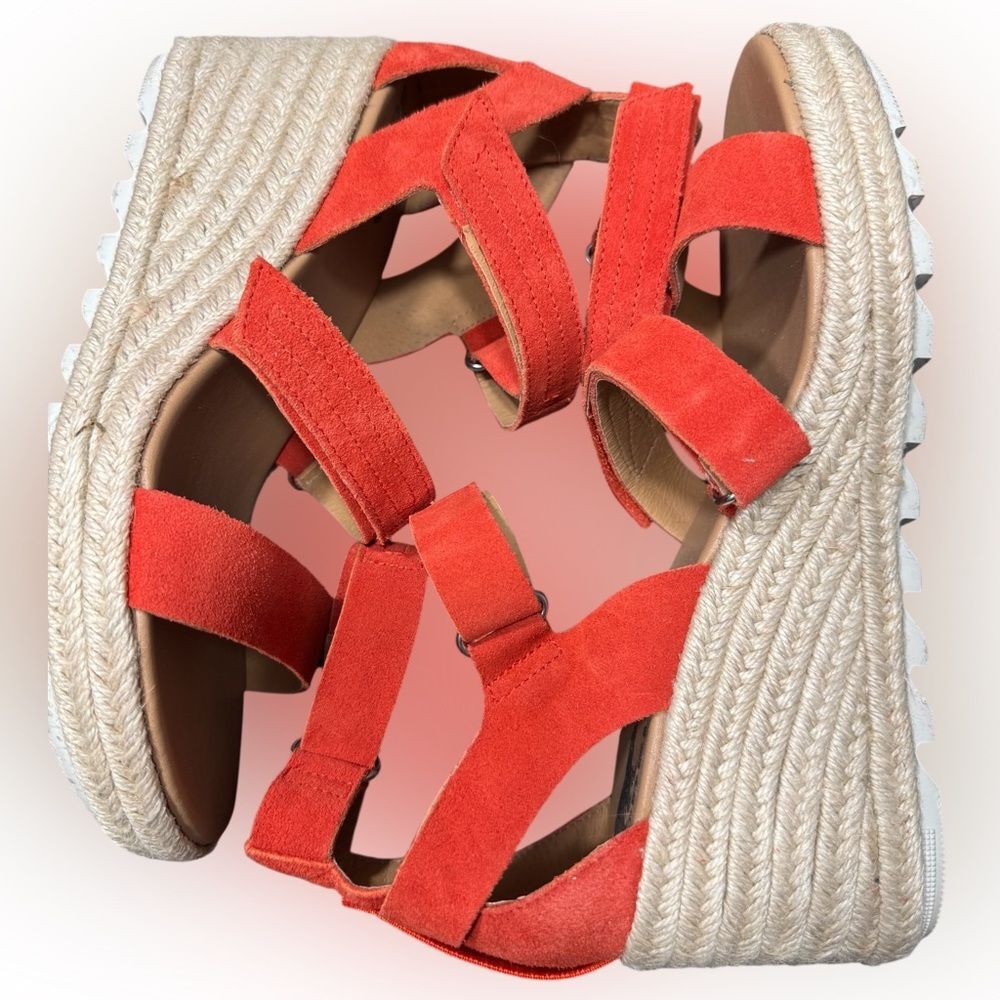 Sorel Women’s Cameron Multi Strap Wedge Sandals in Signal Red Size 10 - Picture 2 of 13